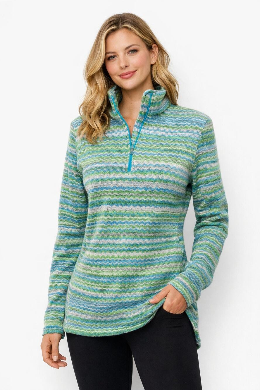 Spyder women's blue and green quarter-zip sweater fleece pullover Sz10 Gorpcore